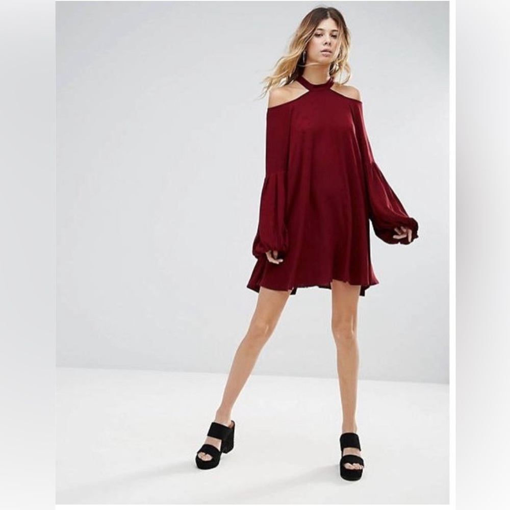 Free people Drift Away Tunic or Mini Dress XS Burgundy